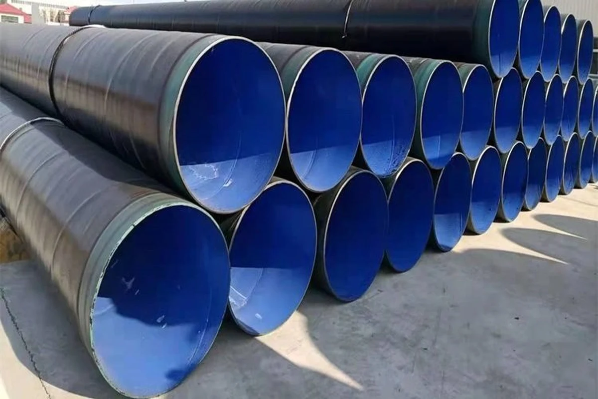 Coated steel pipe stack with open end views | LeKe Piping Coated steel pipe stack with open end views